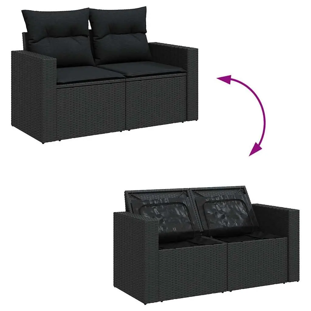 Garden Sofa Set 8 Piece Outdoor Furniture Modular Patio Lounge Cushions Black