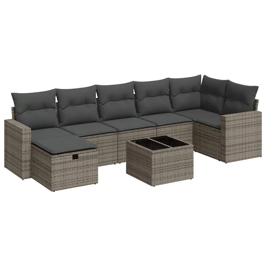 Garden Sofa Set 8 Piece Modular Outdoor Furniture Grey PE Rattan Patio Seating
