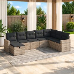 Reliable 8 Piece Grey Garden Sofa Set with Storage