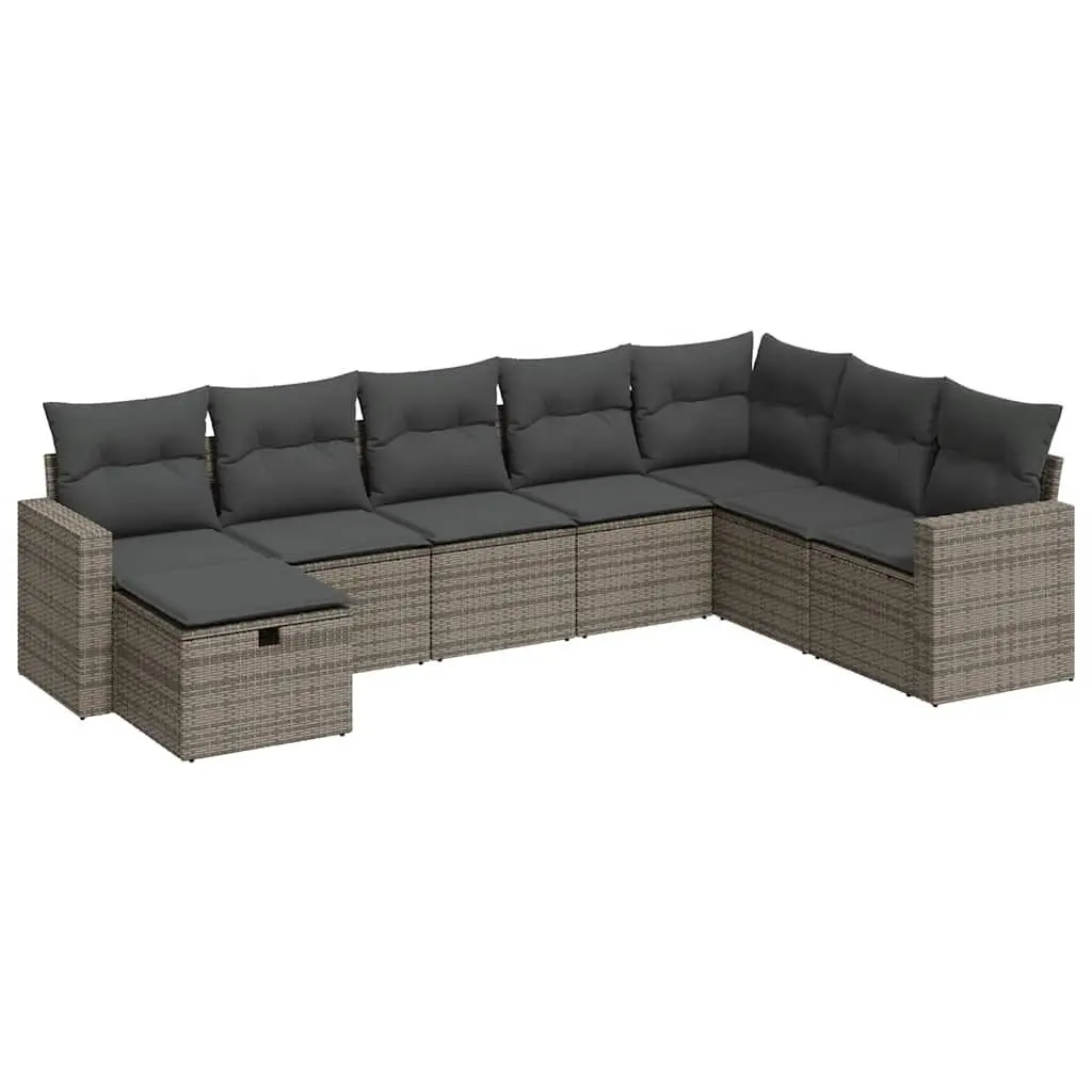 8 Piece Grey Garden Sofa Set with Storage