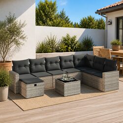 Comfortable 9-Piece Garden Sofa Set with Storage Function