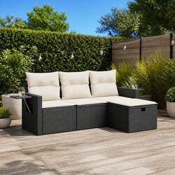 Comfortable 4-Piece Black Patio Sofa Set for Outdoor Enjoyment