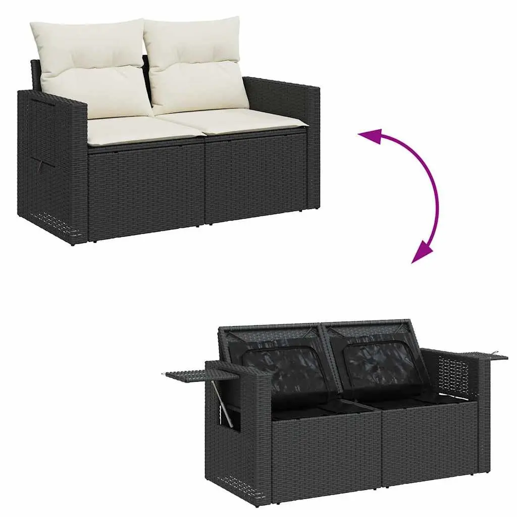 Garden Sofa Set 5 Piece Outdoor Furniture Black PE Rattan Modular Patio