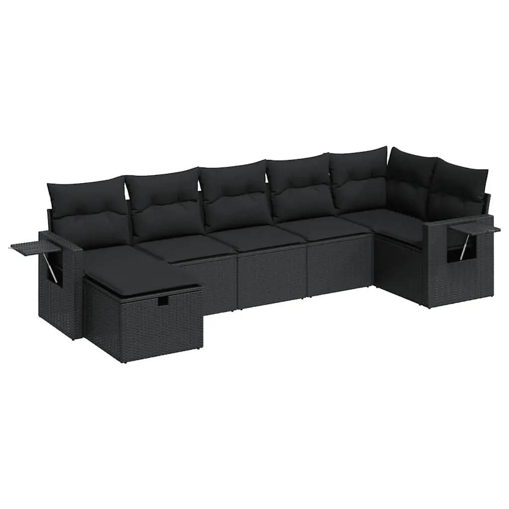 Garden Sofa Set Outdoor Furniture 7 Piece Modular Black
