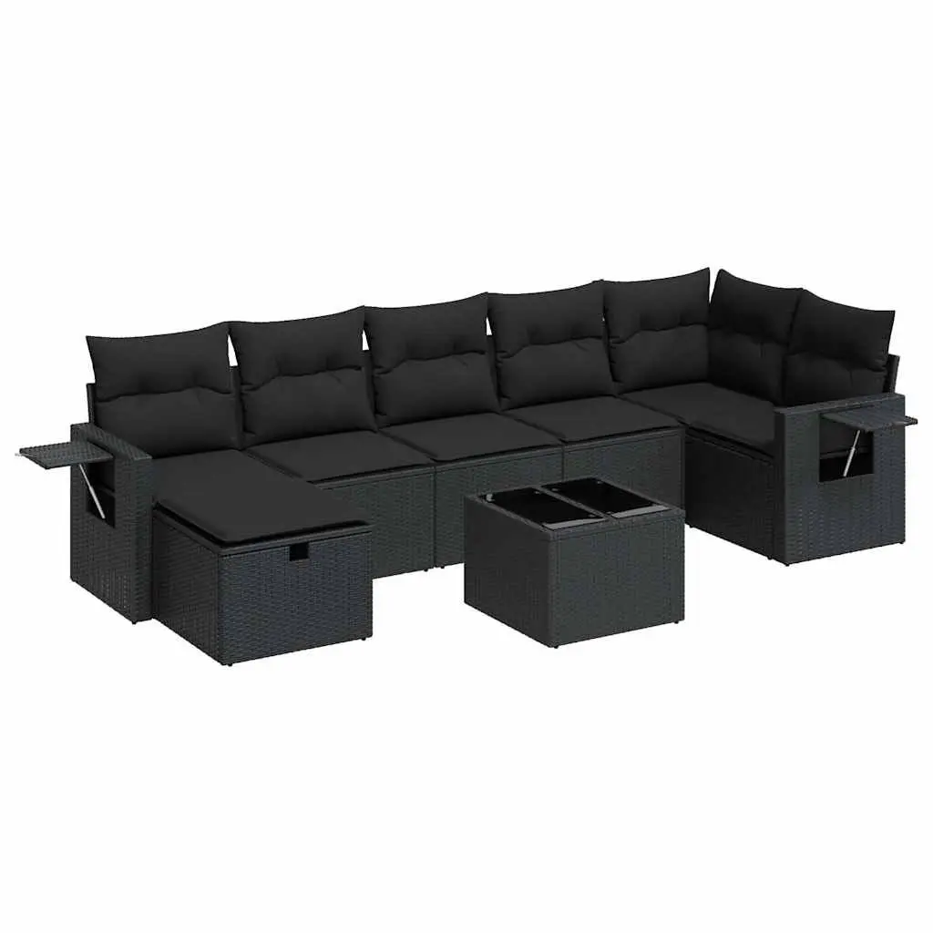Garden Sofa Set 8 Piece Outdoor Furniture Modular PE Rattan Black