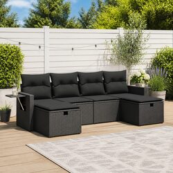 Comfort Meets Value with This 6-Piece Black Garden Sofa Set