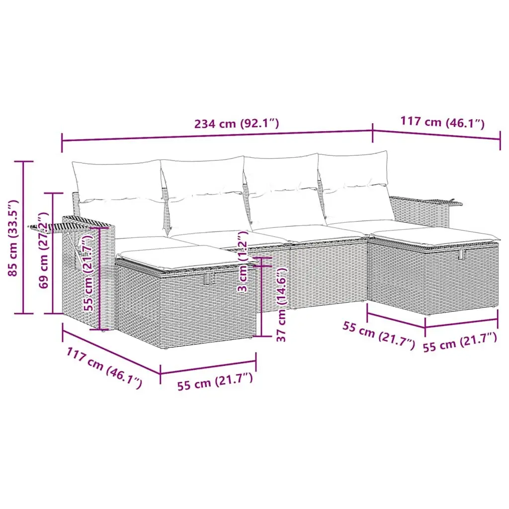 6-Piece Garden Sofa Set
