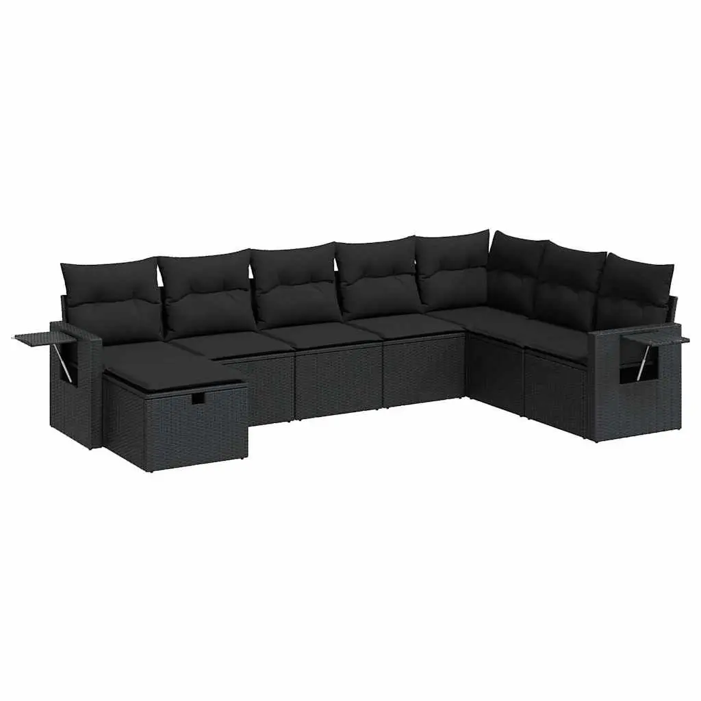 Garden Sofa Set 8 Piece Outdoor Furniture Patio Sectional PE Rattan Black