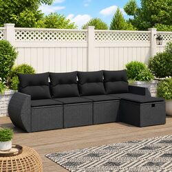 Comfortable 5 Piece Garden Sofa Set with Storage