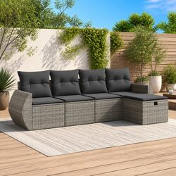 Reliable 5-Piece Outdoor Garden Sofa Set in Grey
