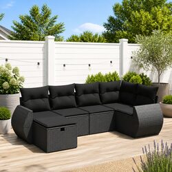 Comfortable 6-Piece Black Patio Furniture Set