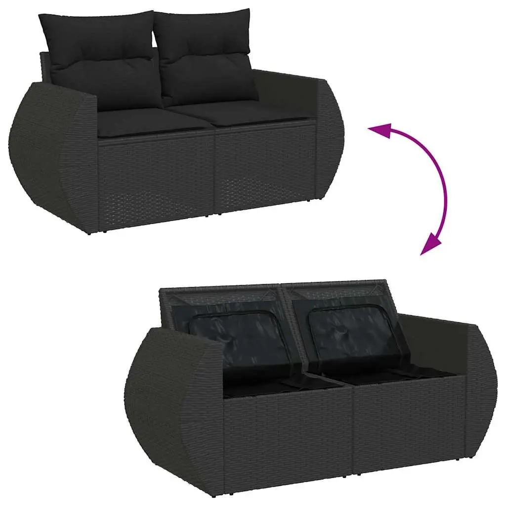 Garden Sofa Set 7 Piece Outdoor Furniture Lounge Modular PE Rattan Black