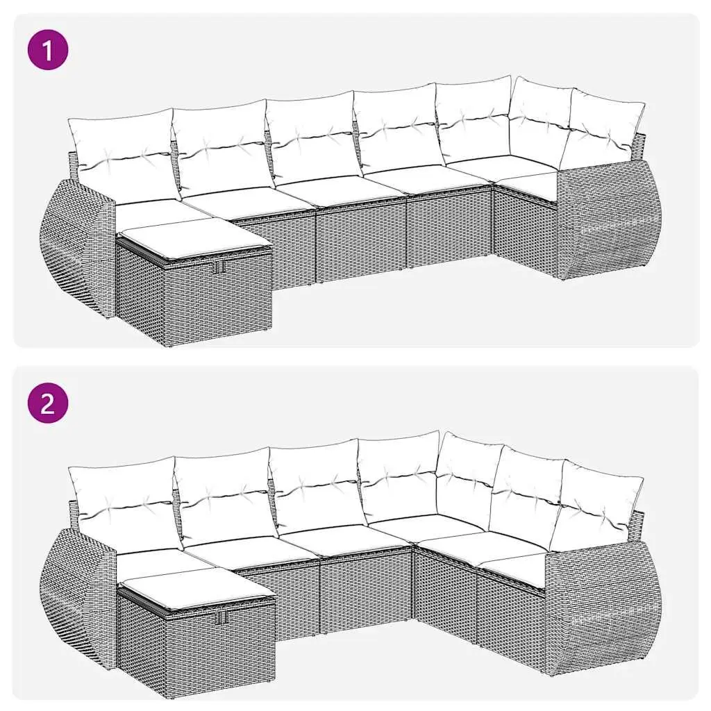 Garden Sofa Set 7 Piece Outdoor Furniture Grey Poly Rattan Patio Lounge