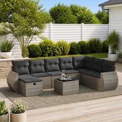Comfortable 9-Piece Garden Sofa Set with Storage