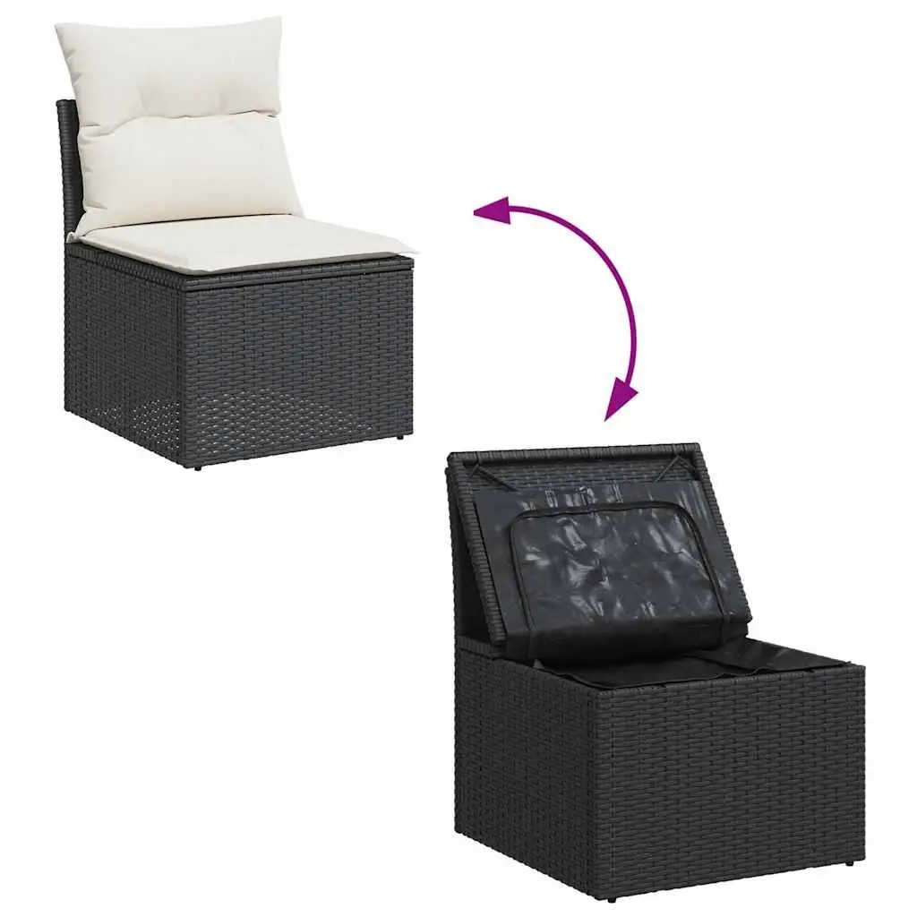Garden Sofa Set 4 Piece Outdoor Furniture Black Poly Rattan Modular Patio Lounge