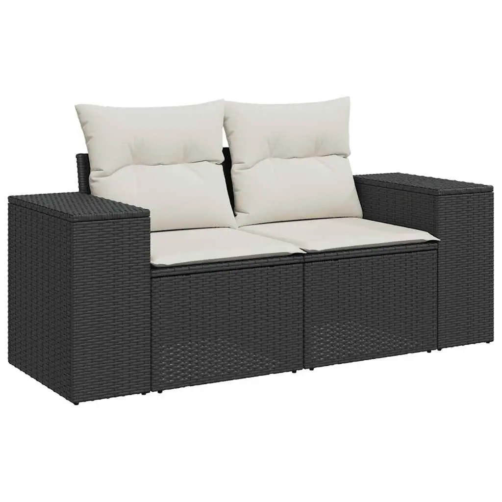Garden Sofa Set Modular Outdoor Furniture 6 Piece Black Poly Rattan