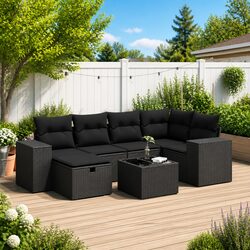 Value-Driven 7 Piece Black Garden Sofa Set