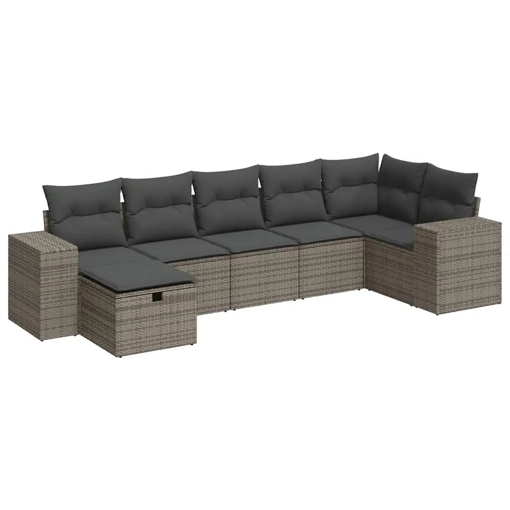 Garden Sofa Set Outdoor Furniture 7 Piece Modular Grey Rattan
