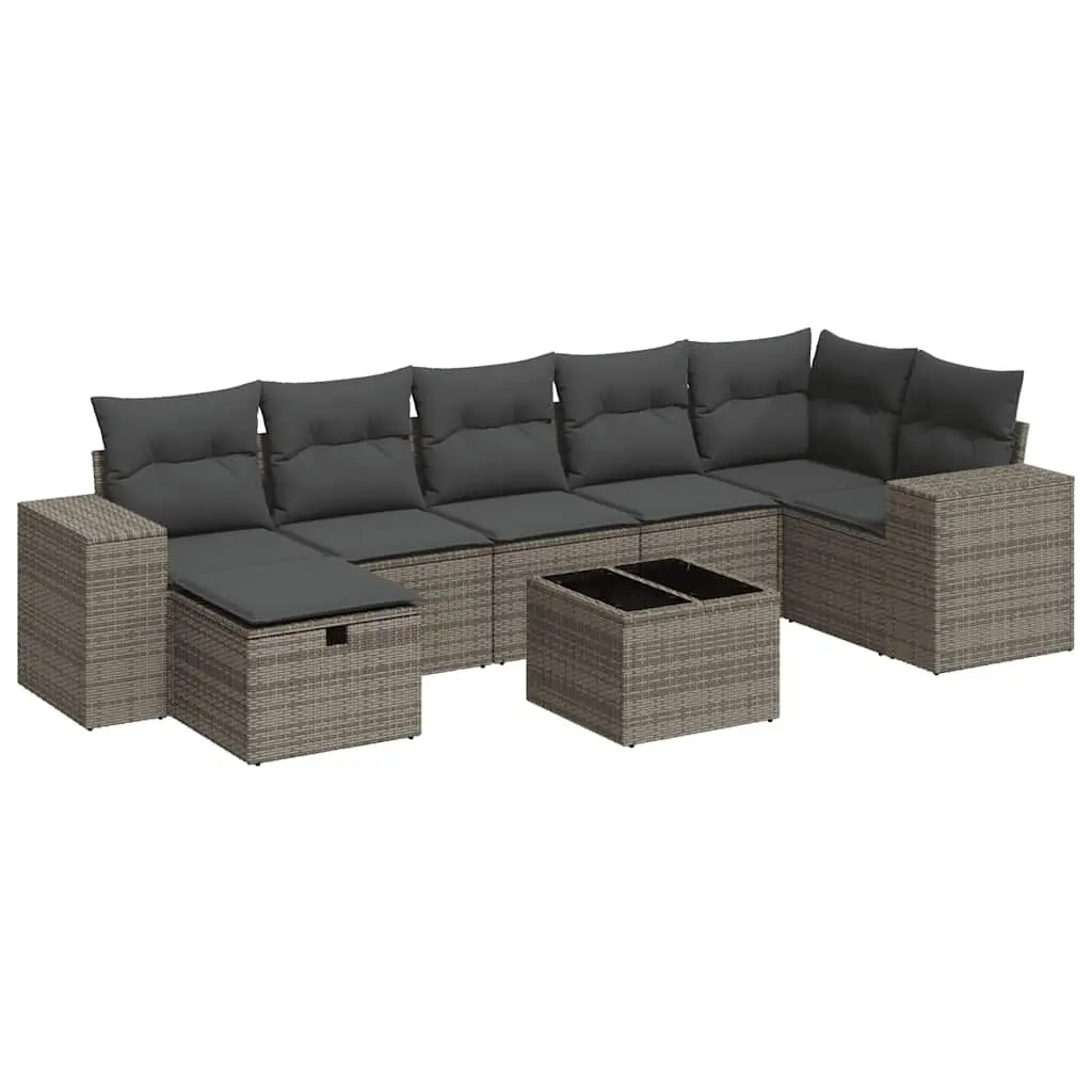 Garden Sofa Set 8 Piece Outdoor Furniture Grey Poly Rattan Modular Patio Lounge