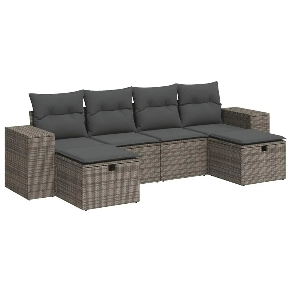 Garden Sofa Set Outdoor Furniture 6 Piece Grey Rattan