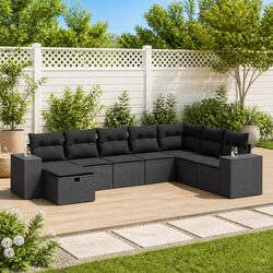 Comfortable Black 8-Piece Outdoor Sofa Set