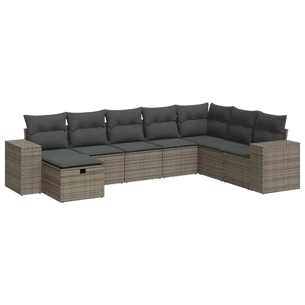 Garden Sofa Set 8 Piece Outdoor Furniture Modular Lounger Grey Poly Rattan