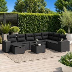 Warm & Inviting 9 Piece Garden Sofa Set in Black