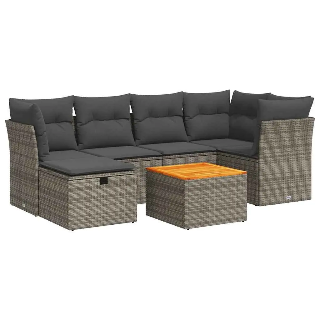 Garden Sofa Set 7 Piece Outdoor Furniture Grey Poly Rattan Modular Patio Lounge