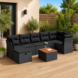 Value-Focused 8 Piece Black Rattan Sofa Set