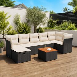Warm and Inviting 8 Piece Garden Sofa Set - Black