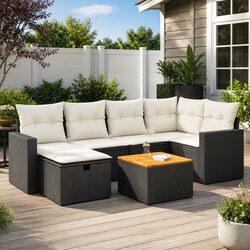 Comfortable and Versatile 7-Piece Black Sofa Set