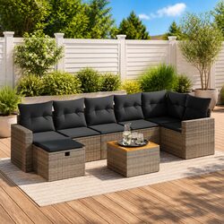 Comfortable and Practical 8-Piece Garden Sofa Set in Grey