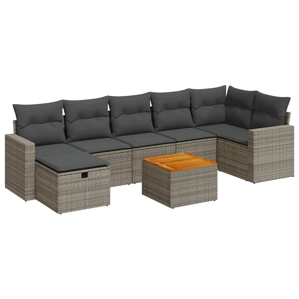 Garden Sofa Set Outdoor Furniture 8 Piece Modular Grey Poly Rattan