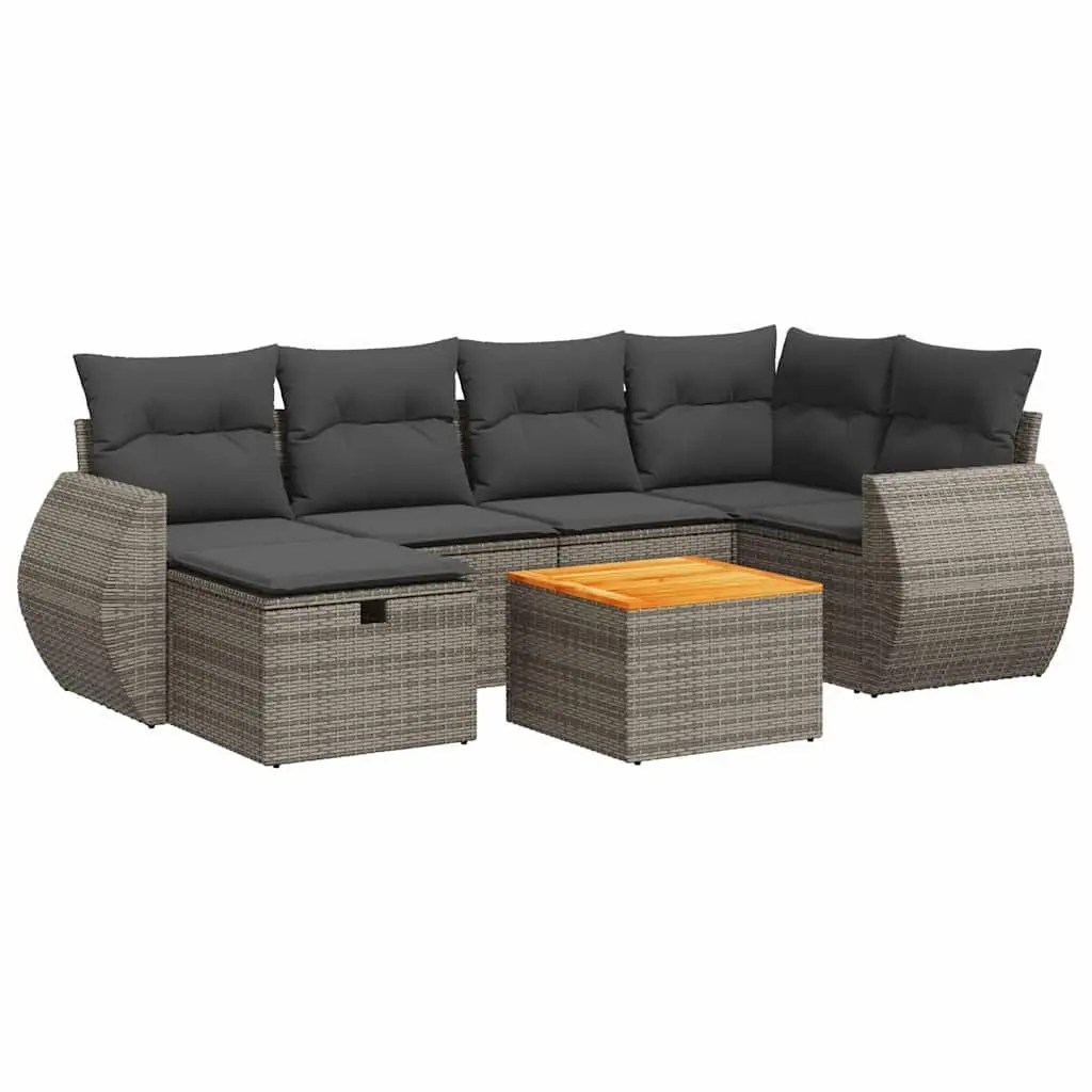 Garden Sofa Set 7 Piece Outdoor Furniture Patio Lounge Grey Poly Rattan