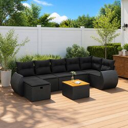 Comfortable 8 Piece Black Garden Sofa Set for Your Home