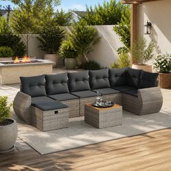 Comfortable 8 Piece Modular Grey Sofa Set for Outdoors