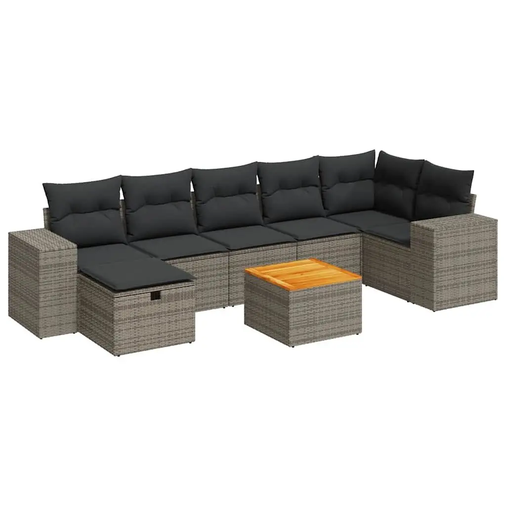 Garden Sofa Set 8 Piece Outdoor Furniture Grey Poly Rattan Patio Lounge