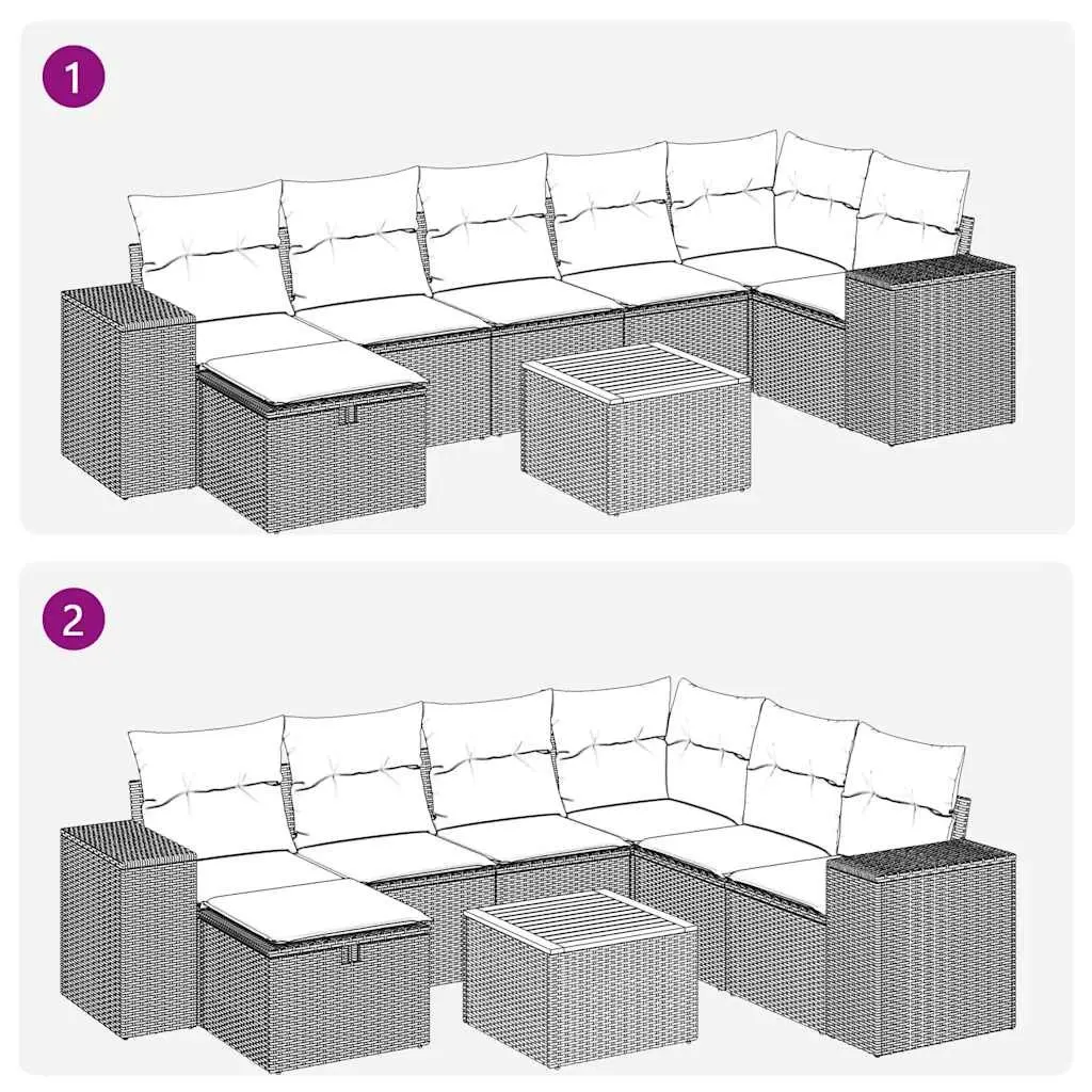 Garden Sofa Set 8 Piece Outdoor Furniture Grey Poly Rattan Patio Lounge