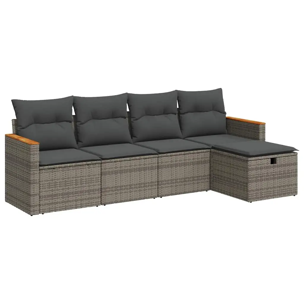 Garden Sofa Set 5 Piece Outdoor Furniture Sectional with Cushions Grey