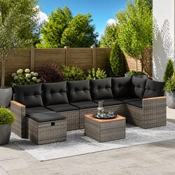 Comfortable and Reliable 8-Piece Grey Garden Sofa Set