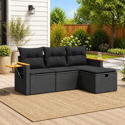 Reliable Black Garden Sofa Set: 4-Piece Comfort
