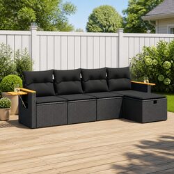 Comfortable Garden Sofa Set: 5-Piece with Cushions