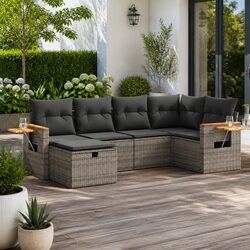 Comfortable 6-Piece Grey Garden Sofa Set for Relaxation
