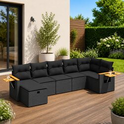 Reliable Black 7 Piece Sofa Set with Storage for Outdoor Use