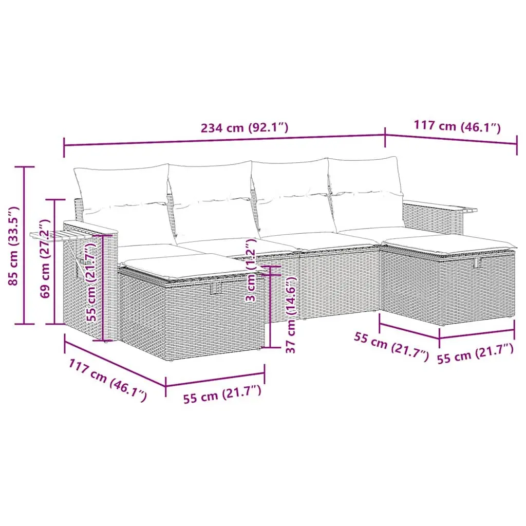 Garden Sofa Set with Storage Bags in Grey