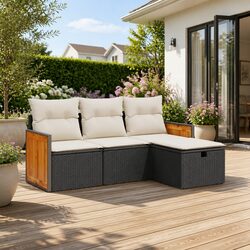 Comfortable 4 Piece Garden Sofa Set with Storage Features