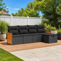 Reliable Garden Sofa Set with Storage - 5-Piece Black