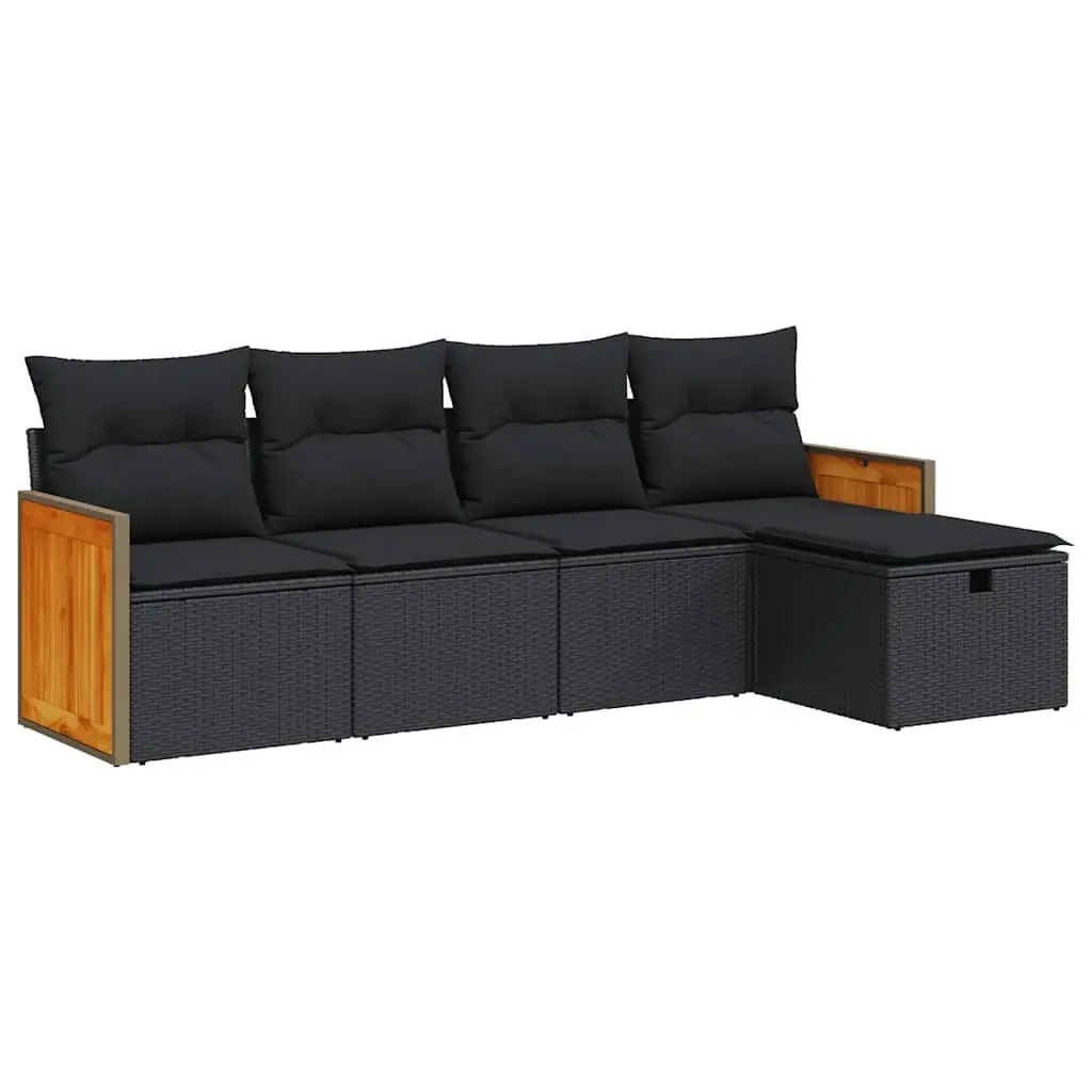 Outdoor Patio Furniture Set 5 Piece Sofa Cushions Storage Black