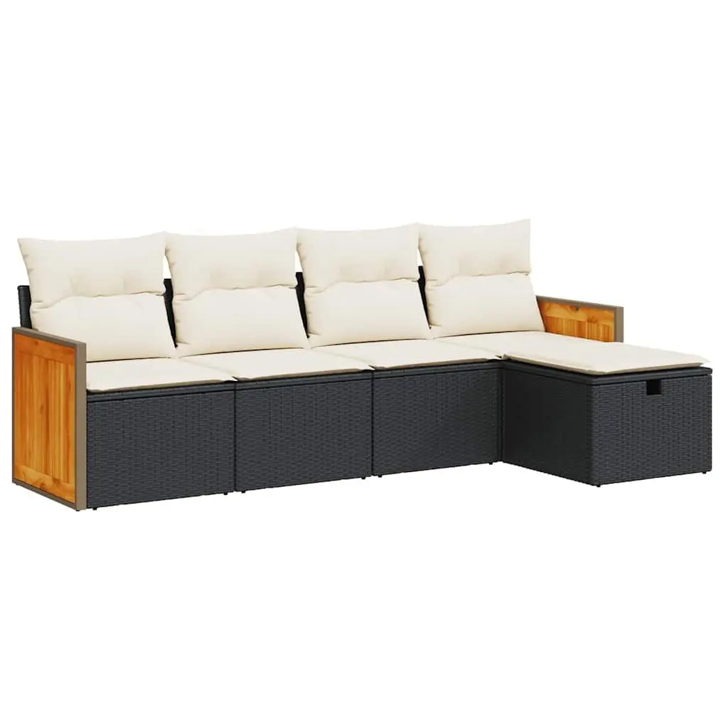 Garden Sofa Set 5 Piece Outdoor Furniture Patio Lounge Black