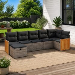 Comfortable 7 Piece Grey Sofa Set with Practical Features